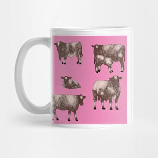 Shorthorn Cattle Pattern Pink Mug